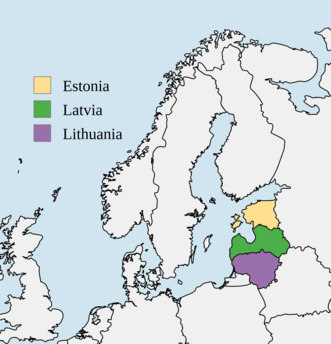 Map showing Estonia, Latvia, and Lithuania