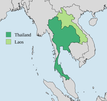 map showing Thailand and Laos